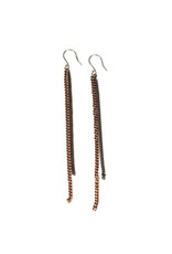 BEE leather brass chain pink gold old silver long E