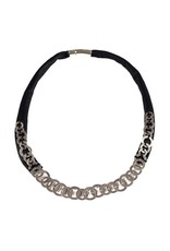 O black leather old silver disks N