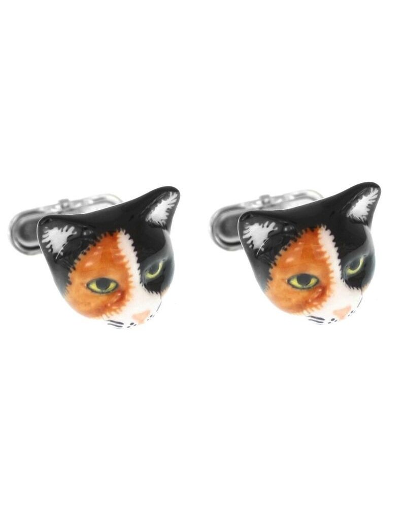 Nach Black brown white cat cufflink