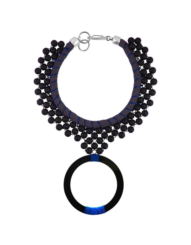 Christina Brampti Crochet ball hollow pendant N, Blackblue