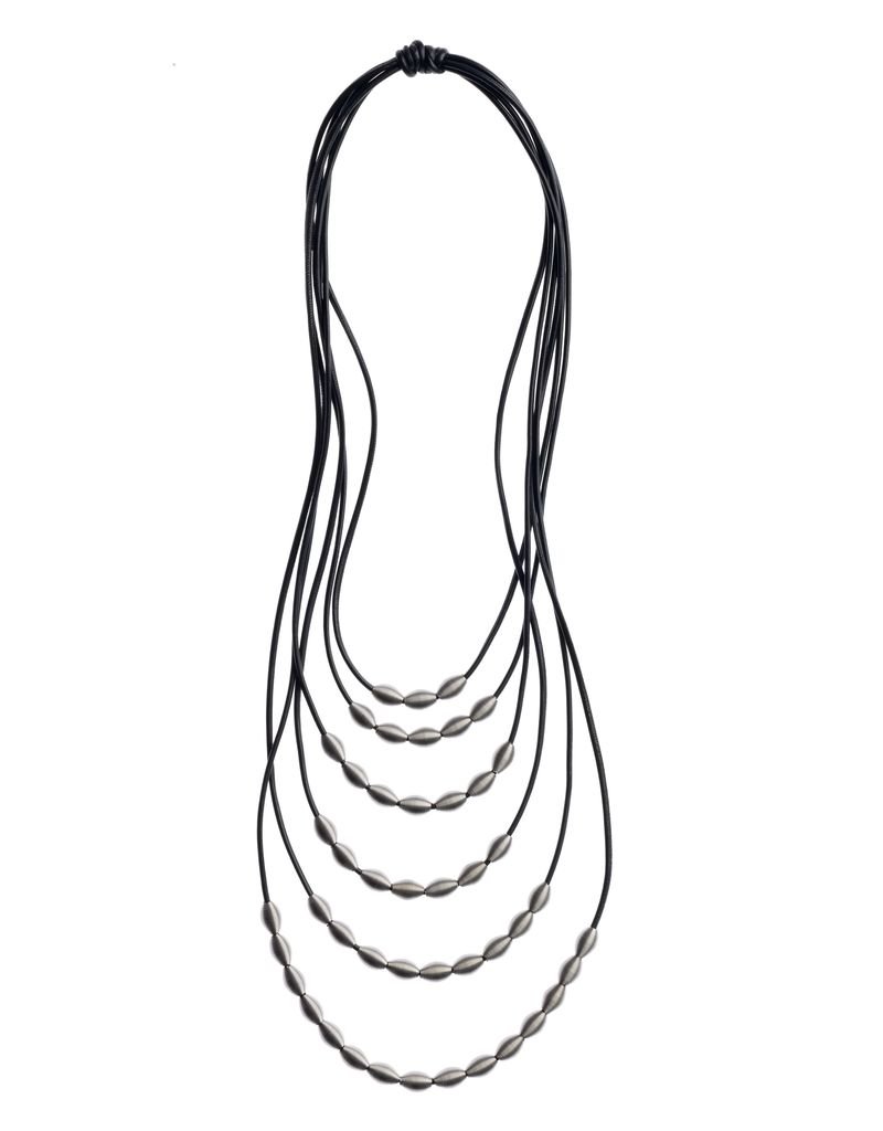 Monica Trevisi Leather multi strand steel coil N