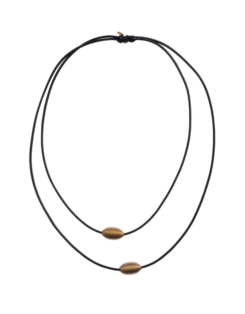 Monica Trevisi Two leather strand brass coil N