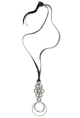 Monica Trevisi Leather diamond steel ring pendant N