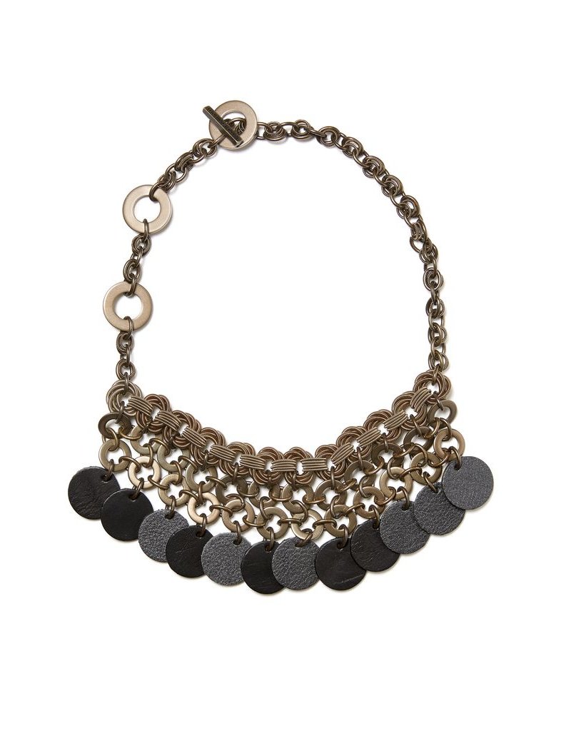 Monica Trevisi Steel ring chain leather N