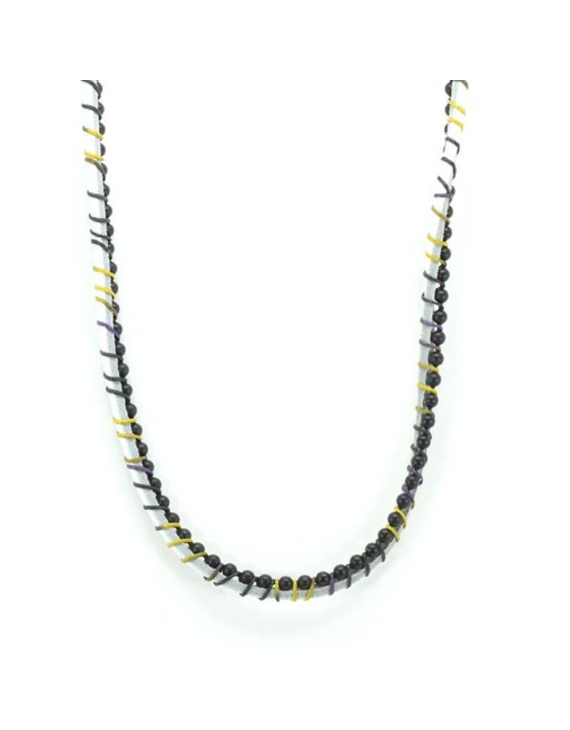 Christina Brampti Leather slim metal ball chain long N