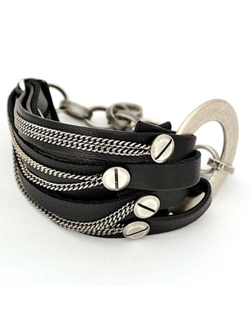 EDITH old silver cream leather B