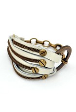 EDITH brass old gold cream leather B