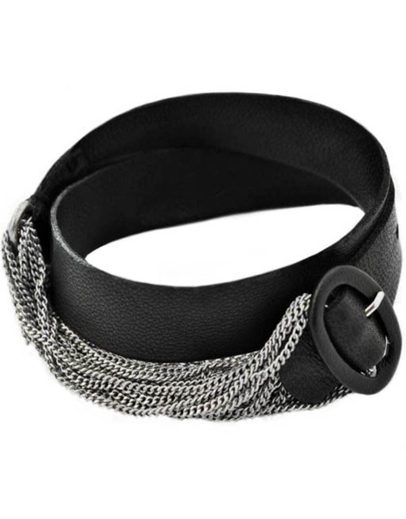 MAY brass old silver chains black leather B