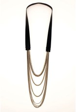 ALIX long multi chain old silver leather N