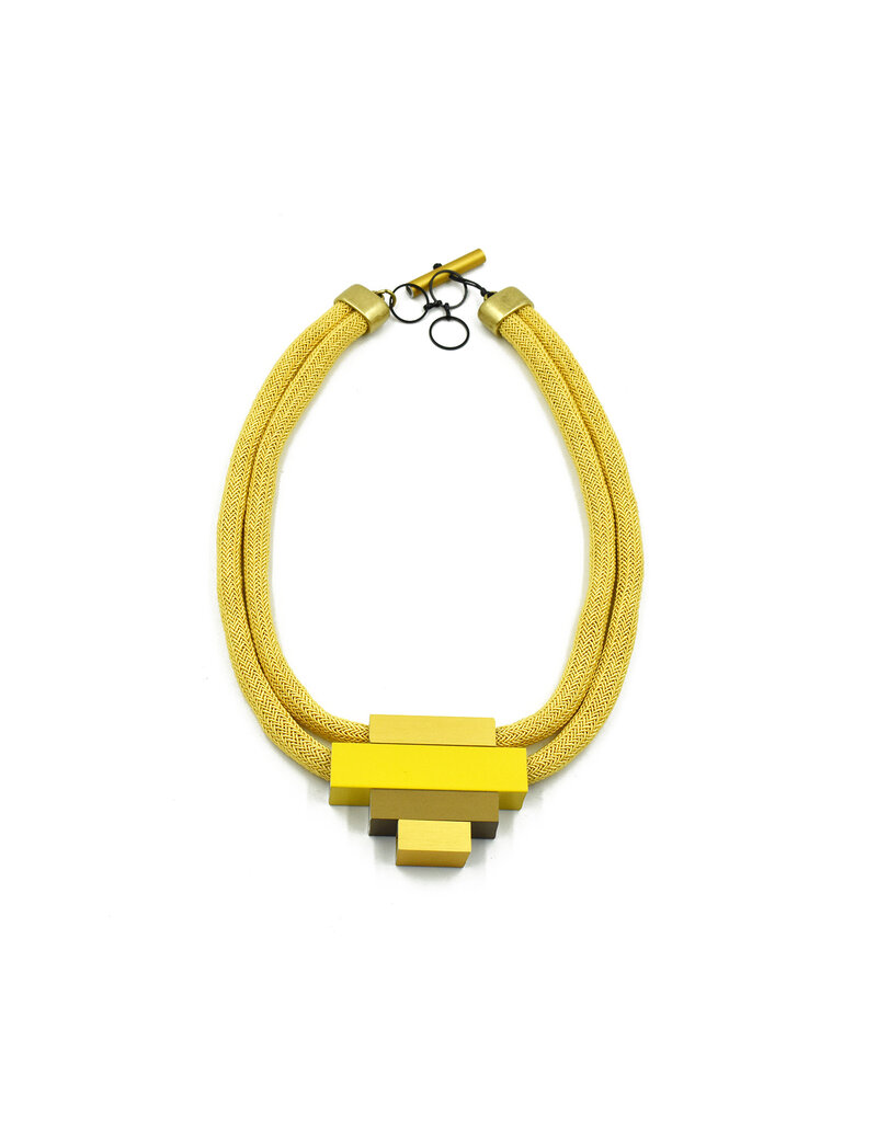 Christina Brampti Silk cord aluminium rectangle short N