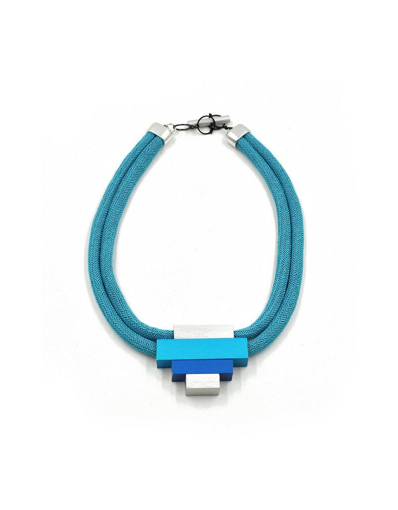 Christina Brampti Silk cord aluminium rectangle short N