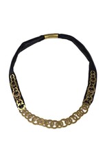 O black leather old gold disks N