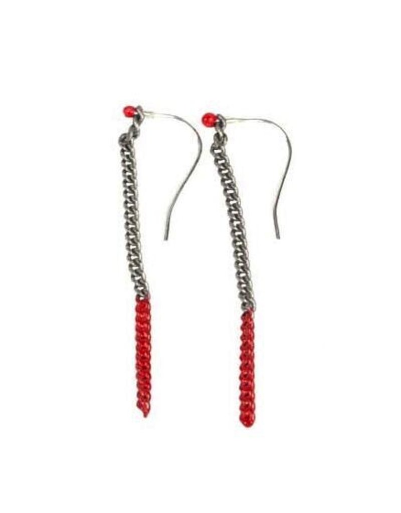 COOL brass chain old silver red paint E