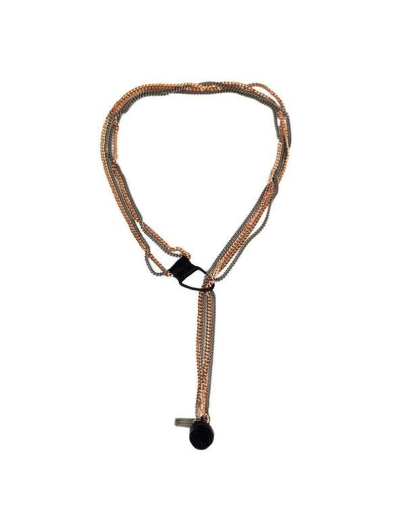 BEE leather brass chain pink gold old silver N