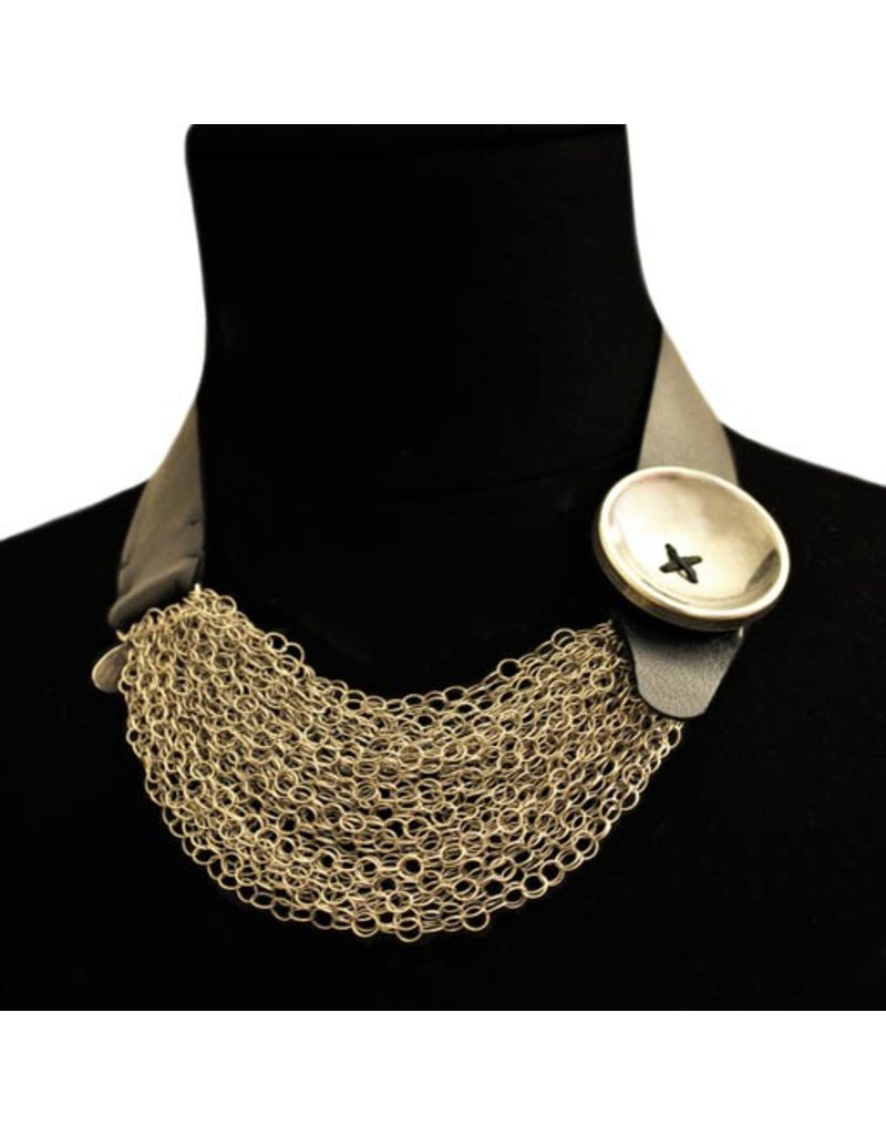 BOTON button brass old silver N