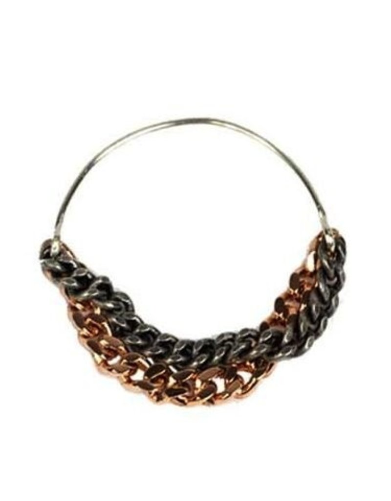 BEE brass chain two pink gold old silver R