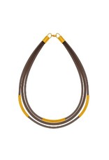 PATNA short black leather brass white gold N
