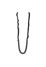 ROSE long leather black glass bead N
