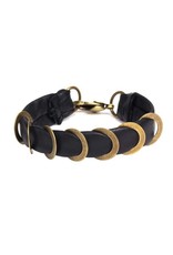 O black leather old gold disks B