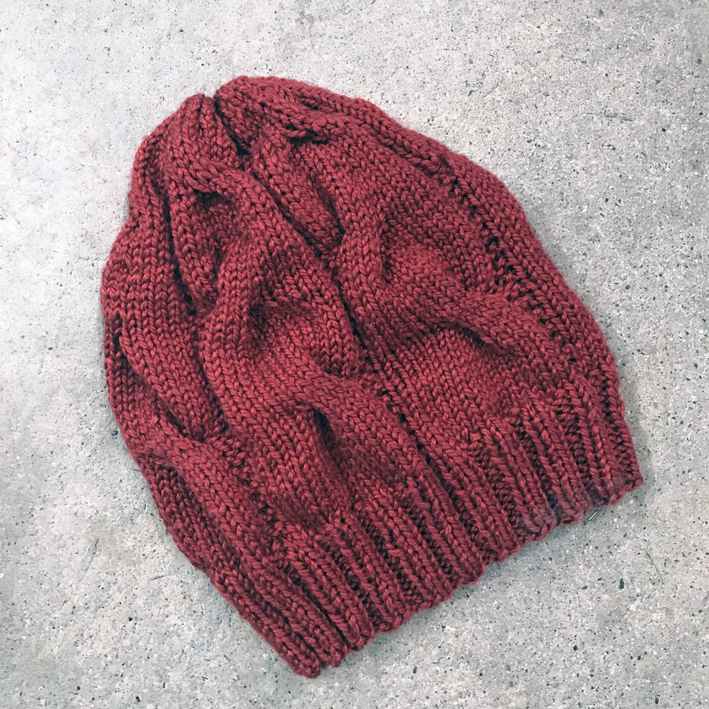 Knit Wear Tim the Cabled Touque in Silk Blend Yarn Scarlet
