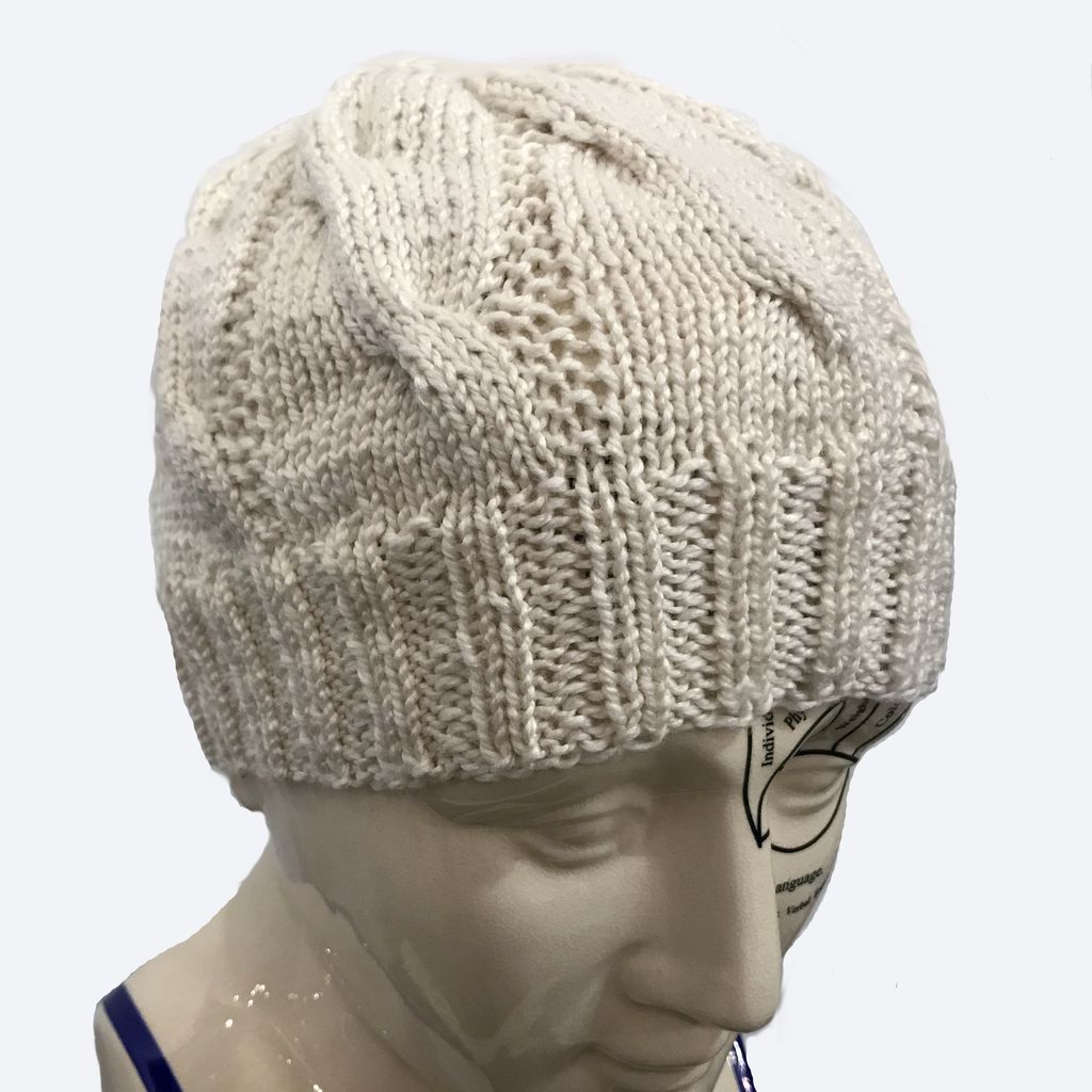 Knit Wear Tim the Cabled Touque in Silk Blend Yarn Cream