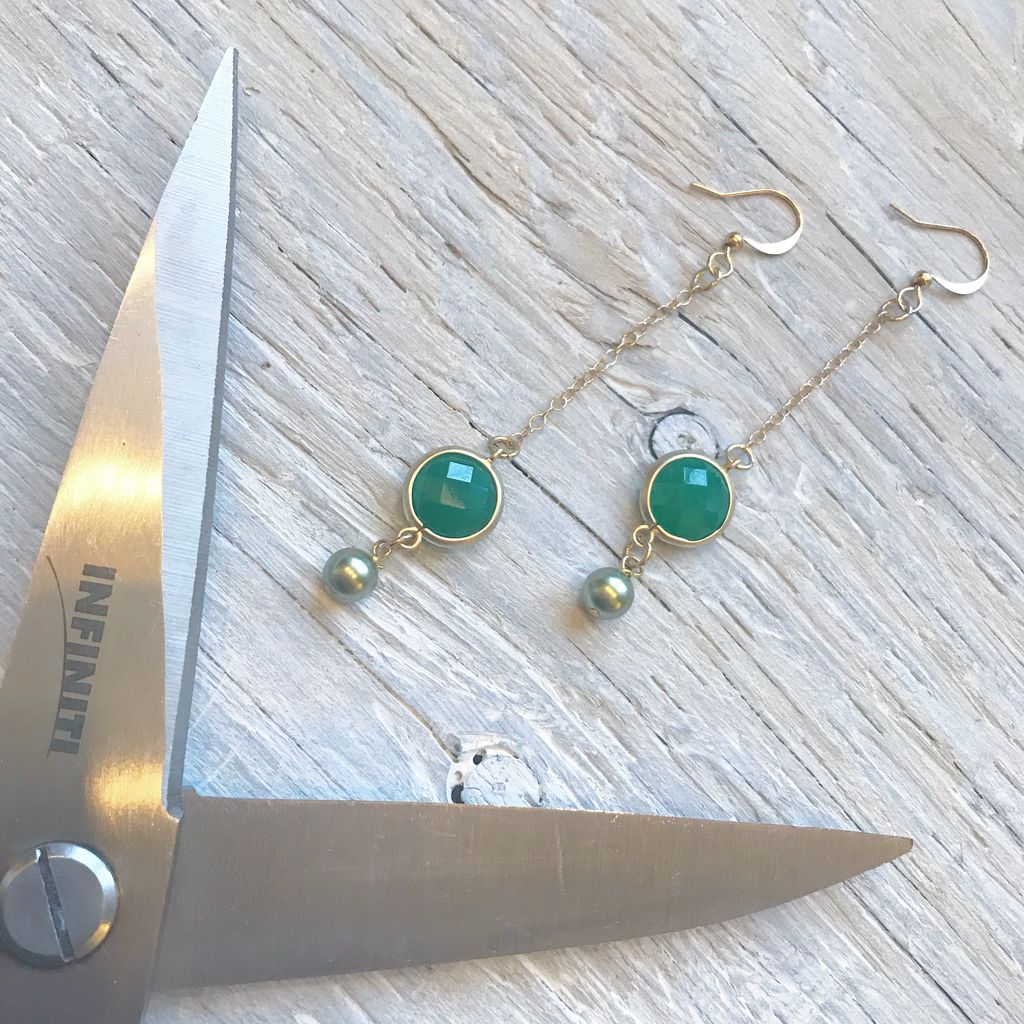 Earrings Drop Earrings with Glass and Swarovski Pearl