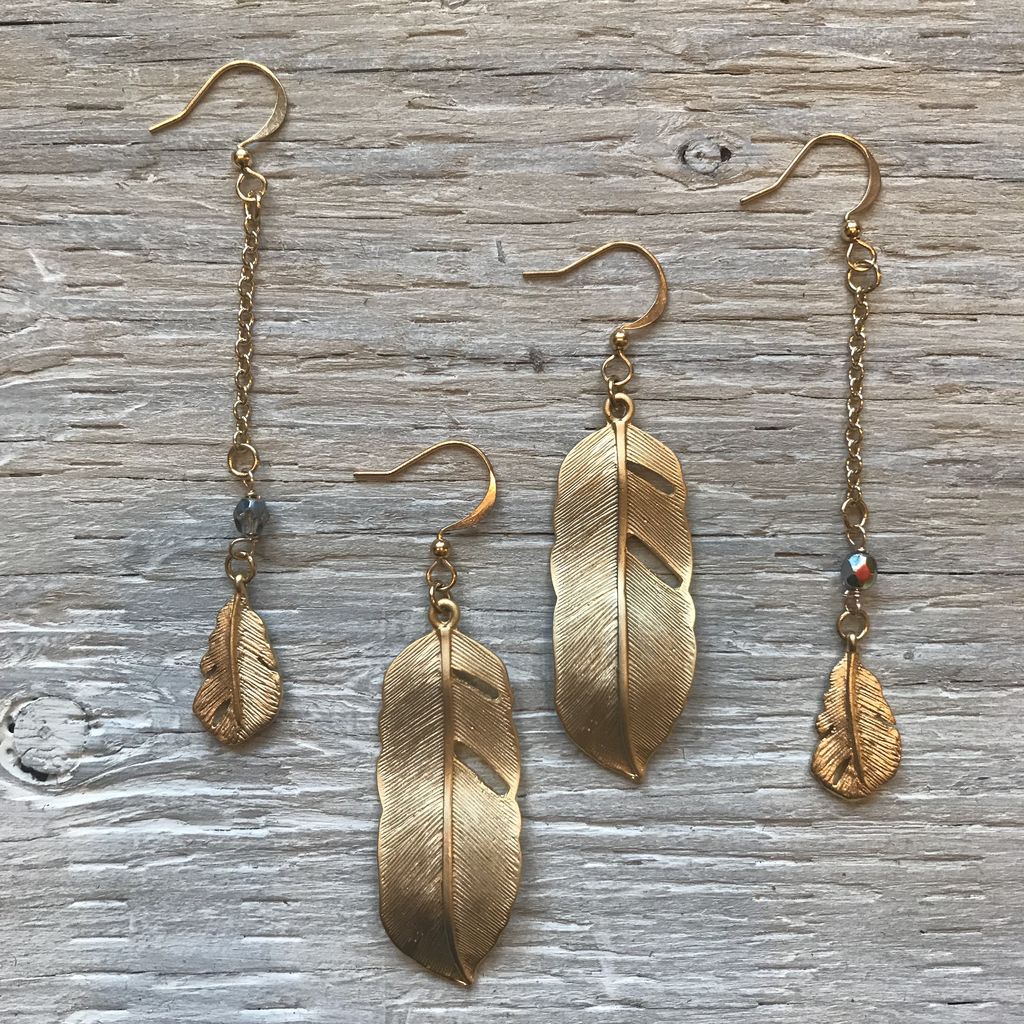 Accessories Womens Large Feather Earrings