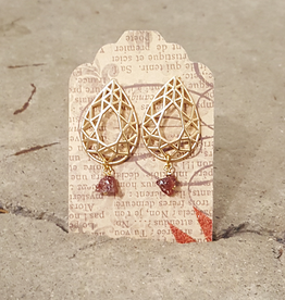 Earrings Cathedral Earrings - Gold and Garnet