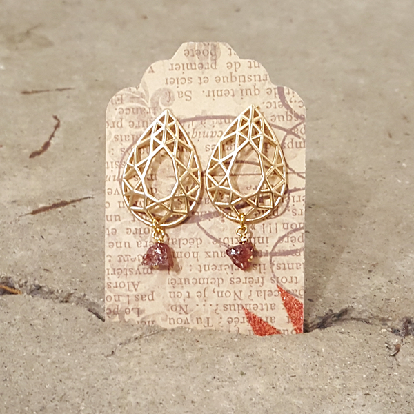 Earrings Cathedral Earrings - Gold and Garnet