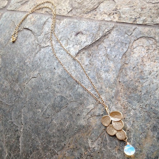 5 Leaf Necklace with Moonstone