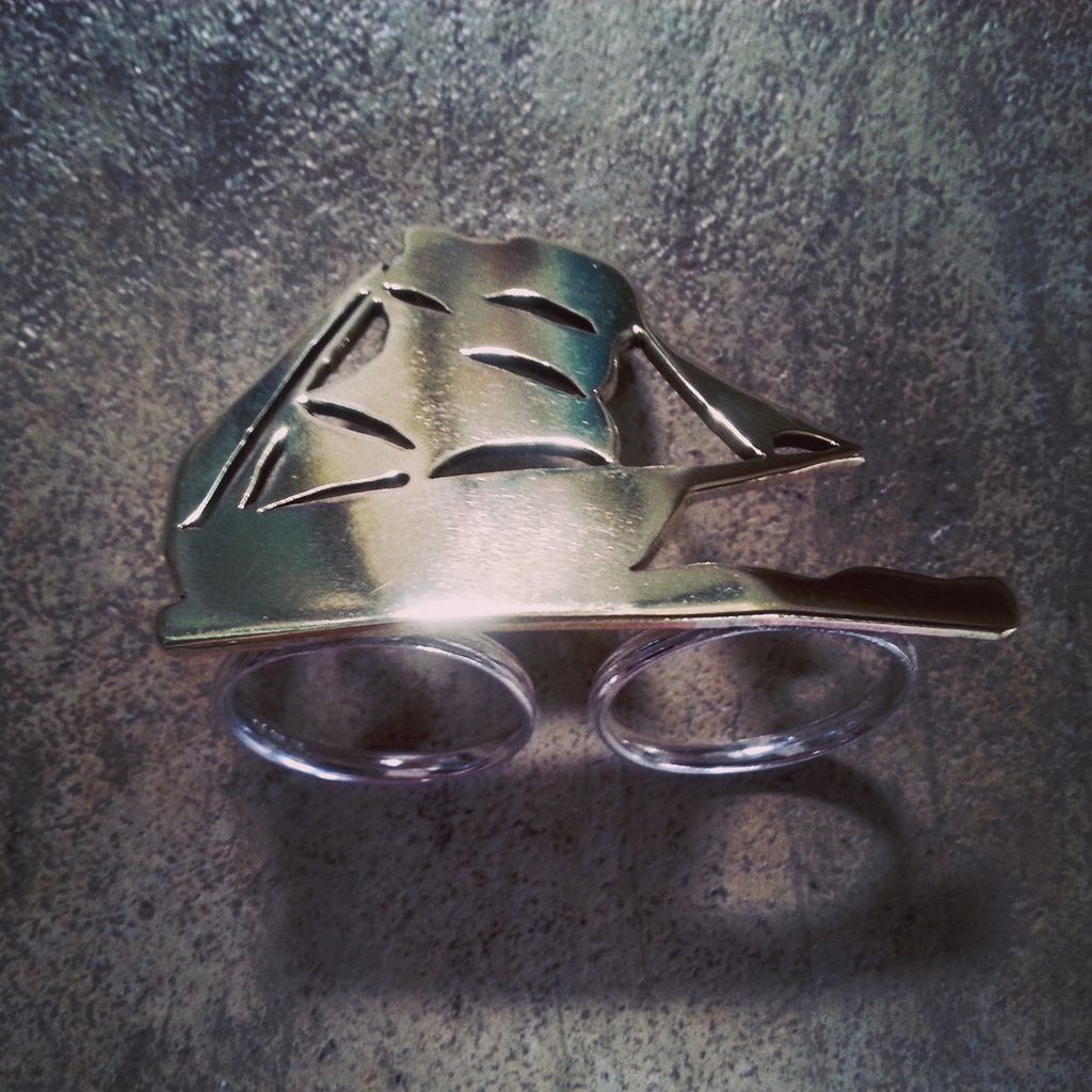 Rings Hand Cut Ship Double Finger Ring