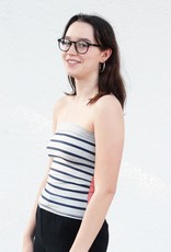 Tops Navy and Grey Sailor Striped Tube Top