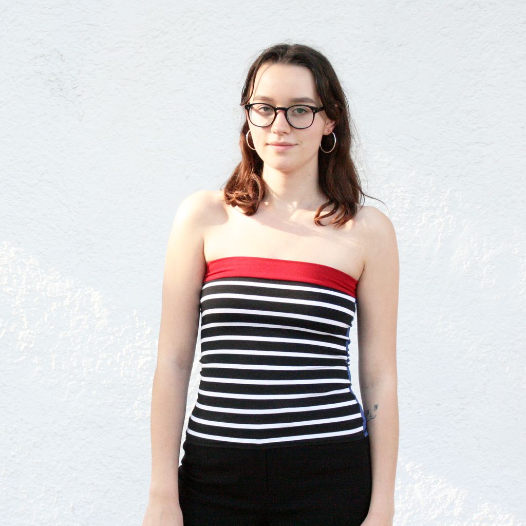 Tops Black and White Sailor Striped Tube Top