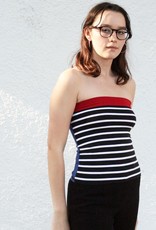 Tops Black and White Sailor Striped Tube Top