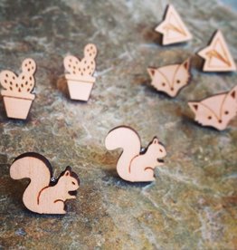 Earrings Curious Little Wood Cut Studs