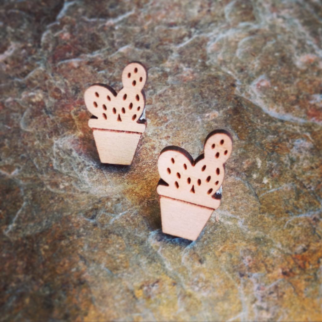 Earrings Curious Little Wood Cut Studs
