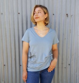 Tops Rings of Saturn V neck Dusty Blue