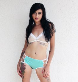 Underwear Bottoms Seafoam and White Mid Rise Cage Panties