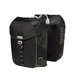 BASIL Miles Double Pannier Bag 34L - Black / Lime