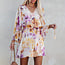 Chance Style Long Sleeves Floral Printed V-Neck Mini Dress