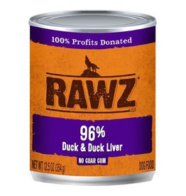 Rawz Dog Can 96% Duck & Duck Liver 12oz