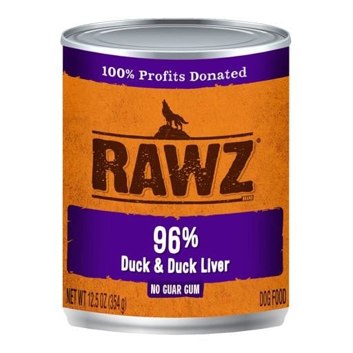 Rawz Dog Can 96% Duck & Duck Liver 12oz
