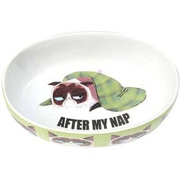 Petrageous Petrageous Grumpy Cat After My Nap Green 7” Bowl 2 cups