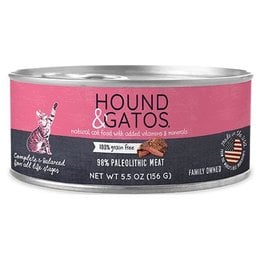 Hound & Gatos Hound & Gatos Cat Can 98% Paleolithic Meat 5.5oz
