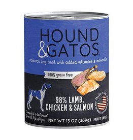 Hound & Gatos Hound & Gatos Dog Can 98% Lamb, Chicken & Salmon 13oz