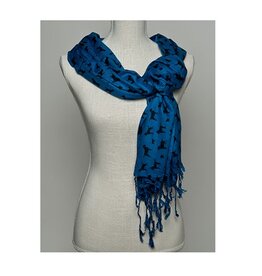100% Rayon Scarf Printed Dog Breeds" Blue/Black 28x72"