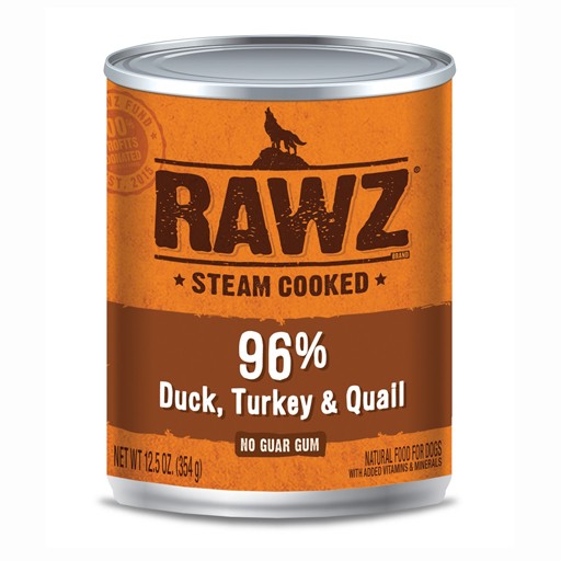 Rawz Dog Can 96% Duck, Turkey & Quail 12oz