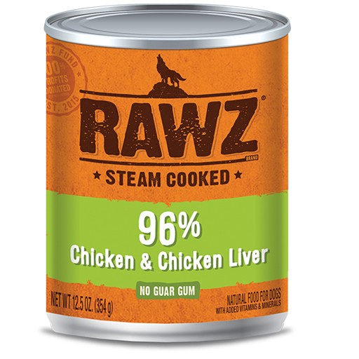 Rawz Dog Can 96% Chicken & Chicken Liver 12oz