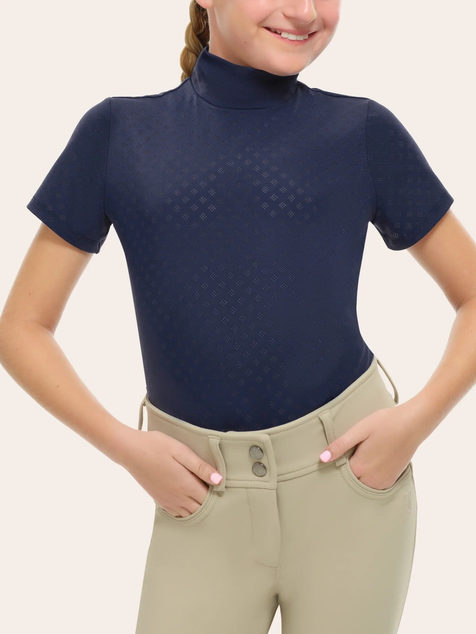 RJ Classics Jodi JR SS Mock Neck  Schooling Shirt