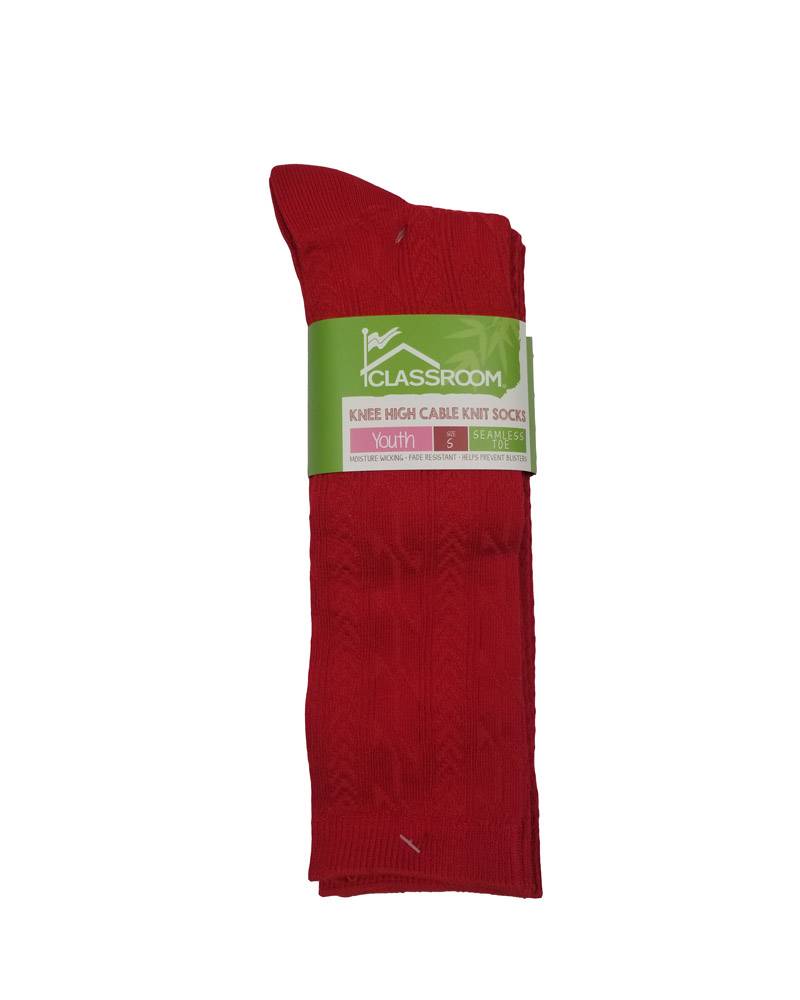 CLASSROOM RED CABLE KNEE HI SOCKS 3-PACK